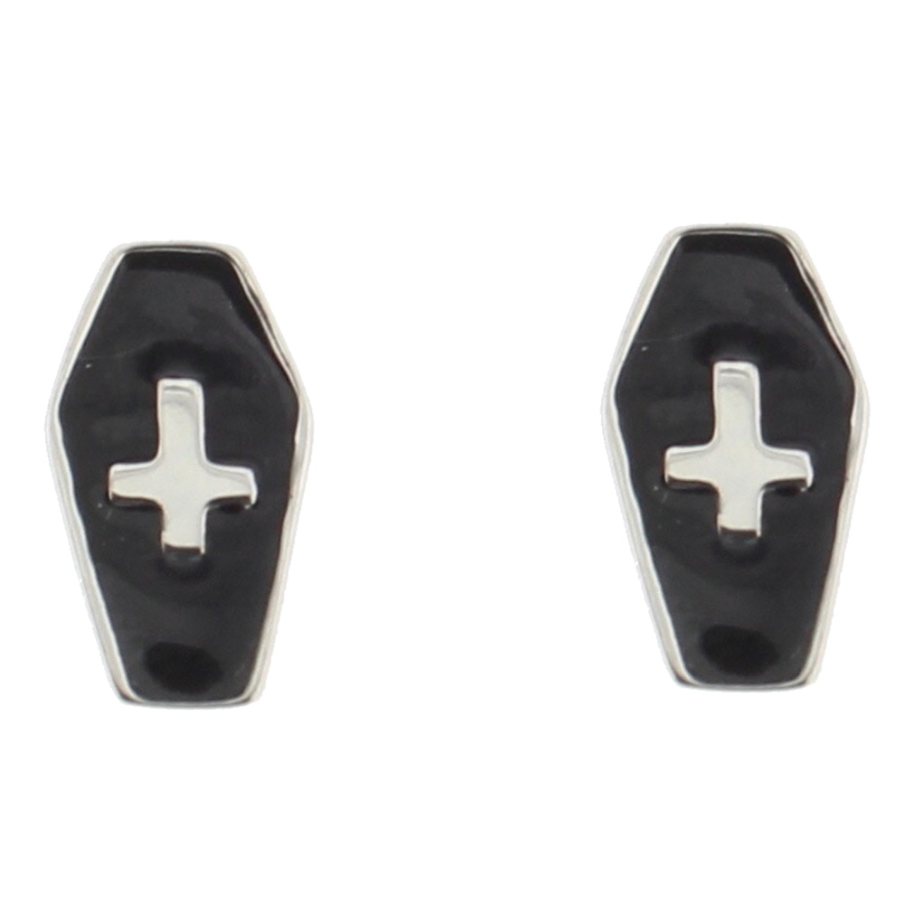 Zac's Alter Ego - Upside down cross Inside coffin Boucles d'oreilles - Noir